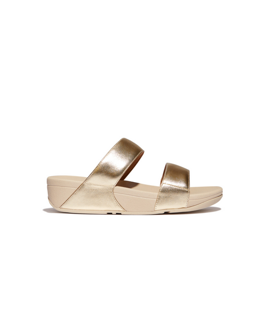 FitFlop Lulu Leather Slides Platino