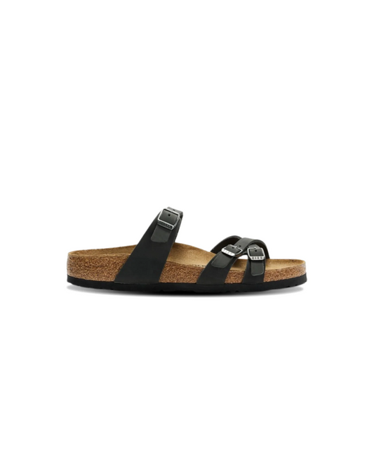 Birkenstock Franca Oiled Leather Black Pewter Buckle Sandals