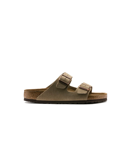 Birkenstock Arizona Suede Leather Taupe Soft Footbed Sandals