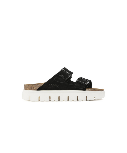Papillio Arizona Chunky Suede Leather Black Sandals